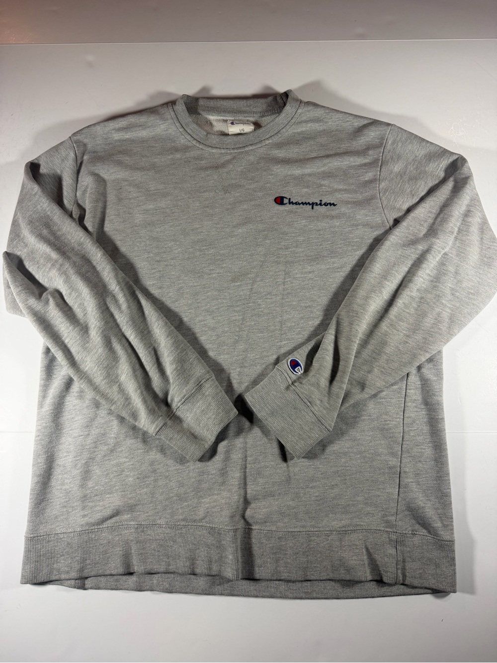 Champion Gray Crewneck Sweatshirt with Script Logo